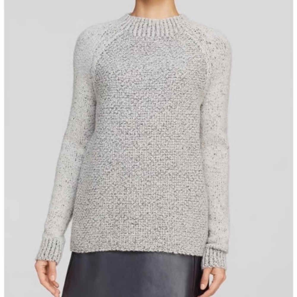 Vince Mixed-Knit Crew Neck Sweater Size S in Off White / Black Wool